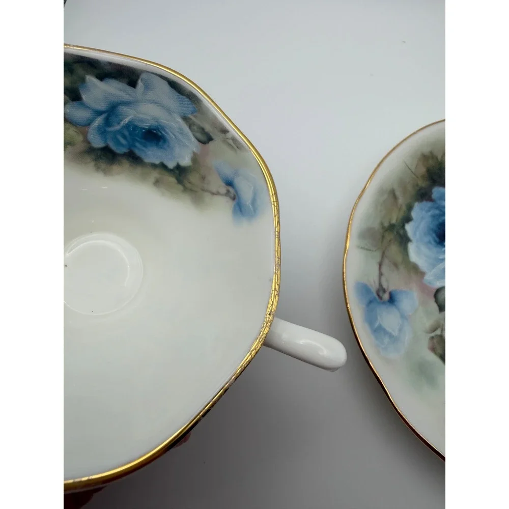 Vintage Royal Garden Rose Blossom Teacup & Saucer Set of 4 Staffordshire England